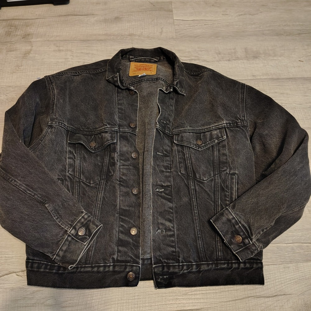 Levis 70507 4159 Mens Faded Black Denim Trucker Jacket Size M Vintage Style
